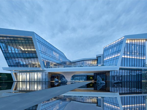 Modern Building with Glass Panels Modern building with large glass panel windows