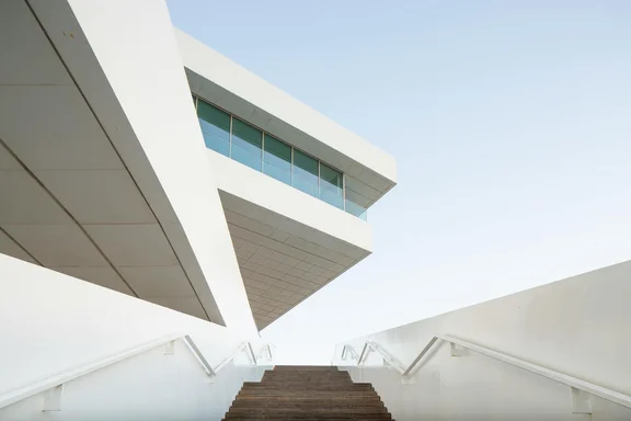 White Modern Building White modern building with clean lines and geometric shapes.