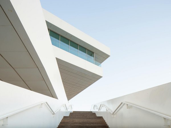 White Modern Building White modern building with clean lines and geometric shapes.